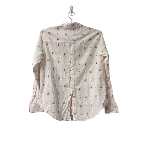 Anthropologie Maeve Womens Light Pink Teepee Embroidered A Line Button Shirt 2 - Picture 8 of 8